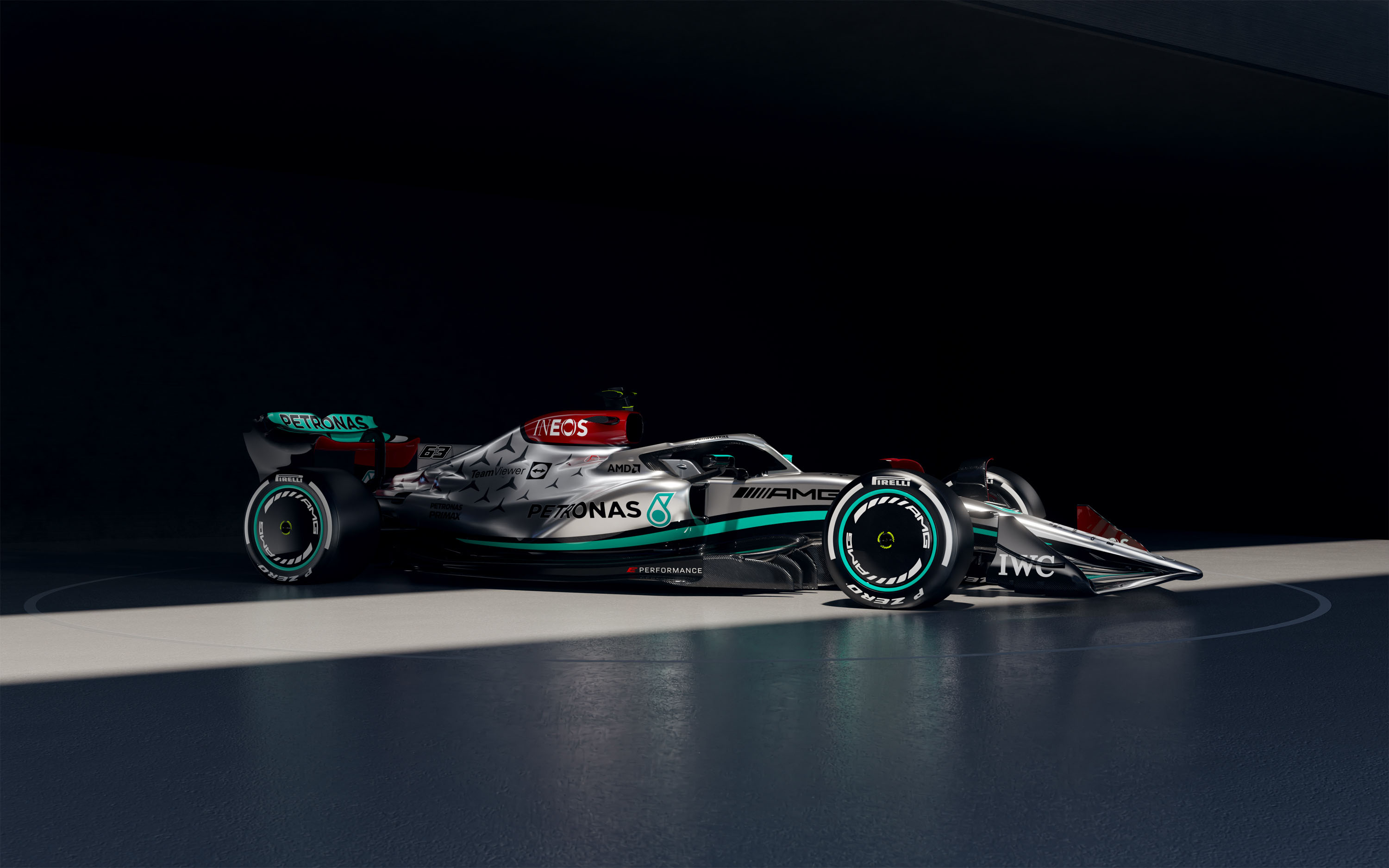 Mercedes-Benz F1 W13 : Trois quart avant
