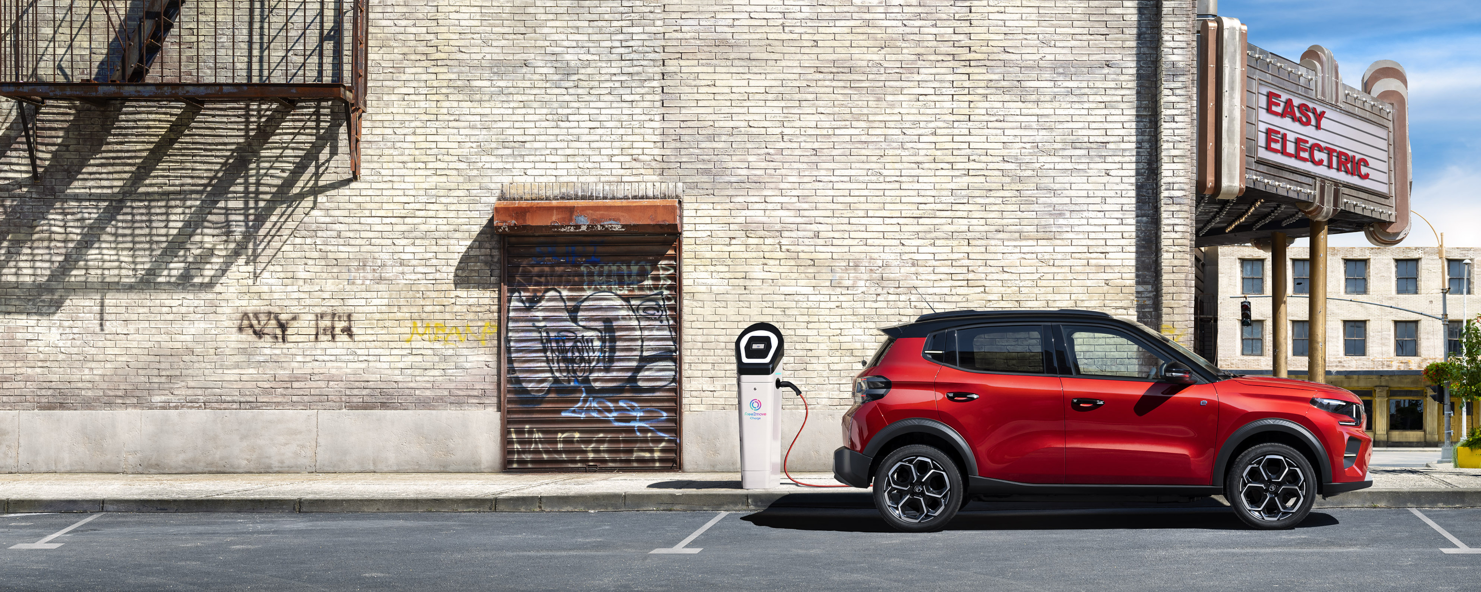 Citroën C3 2024 rouge : profil droit statique en charge