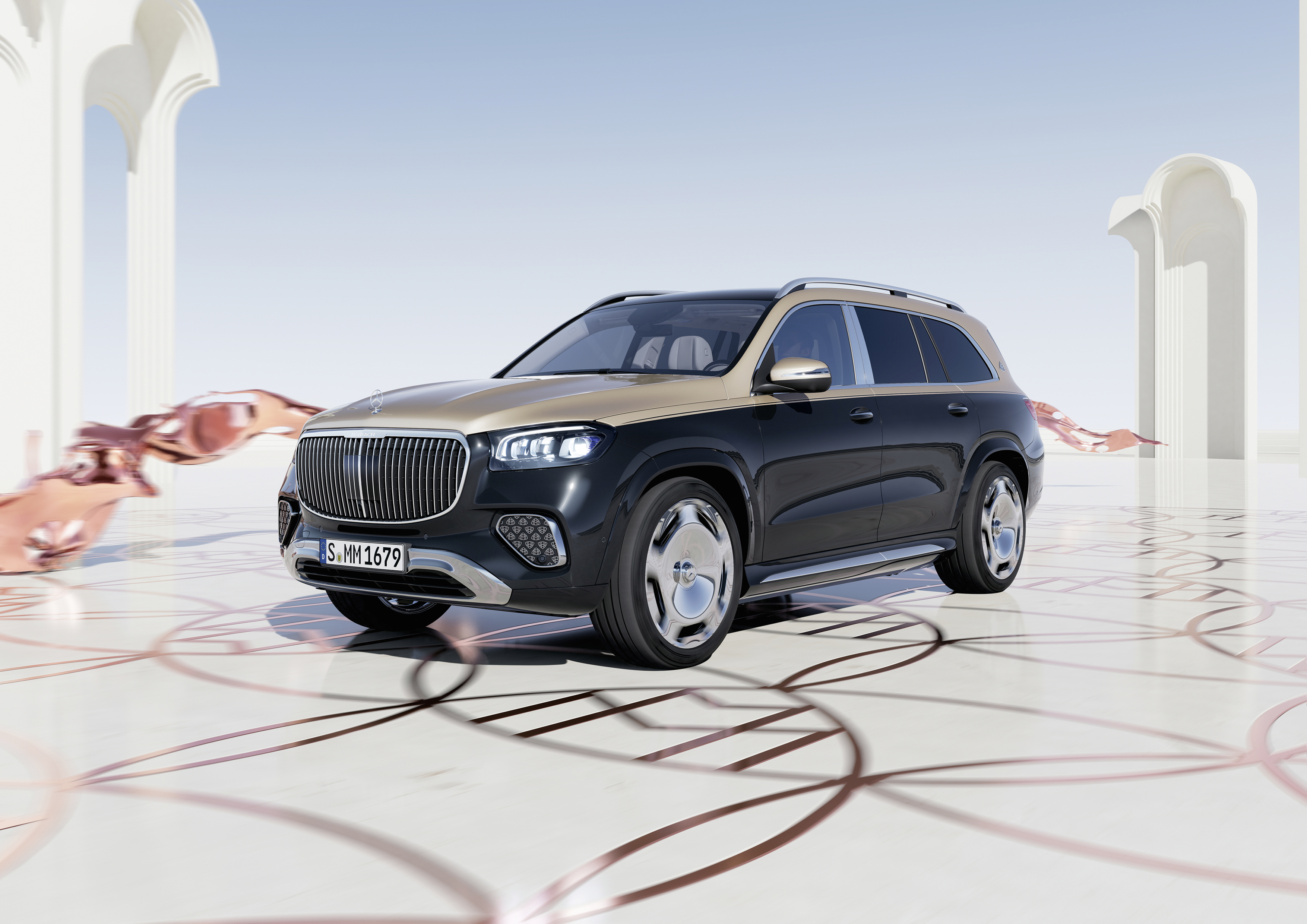 Mercedes Maybach GLS 2023 : trois quarts avant gauche