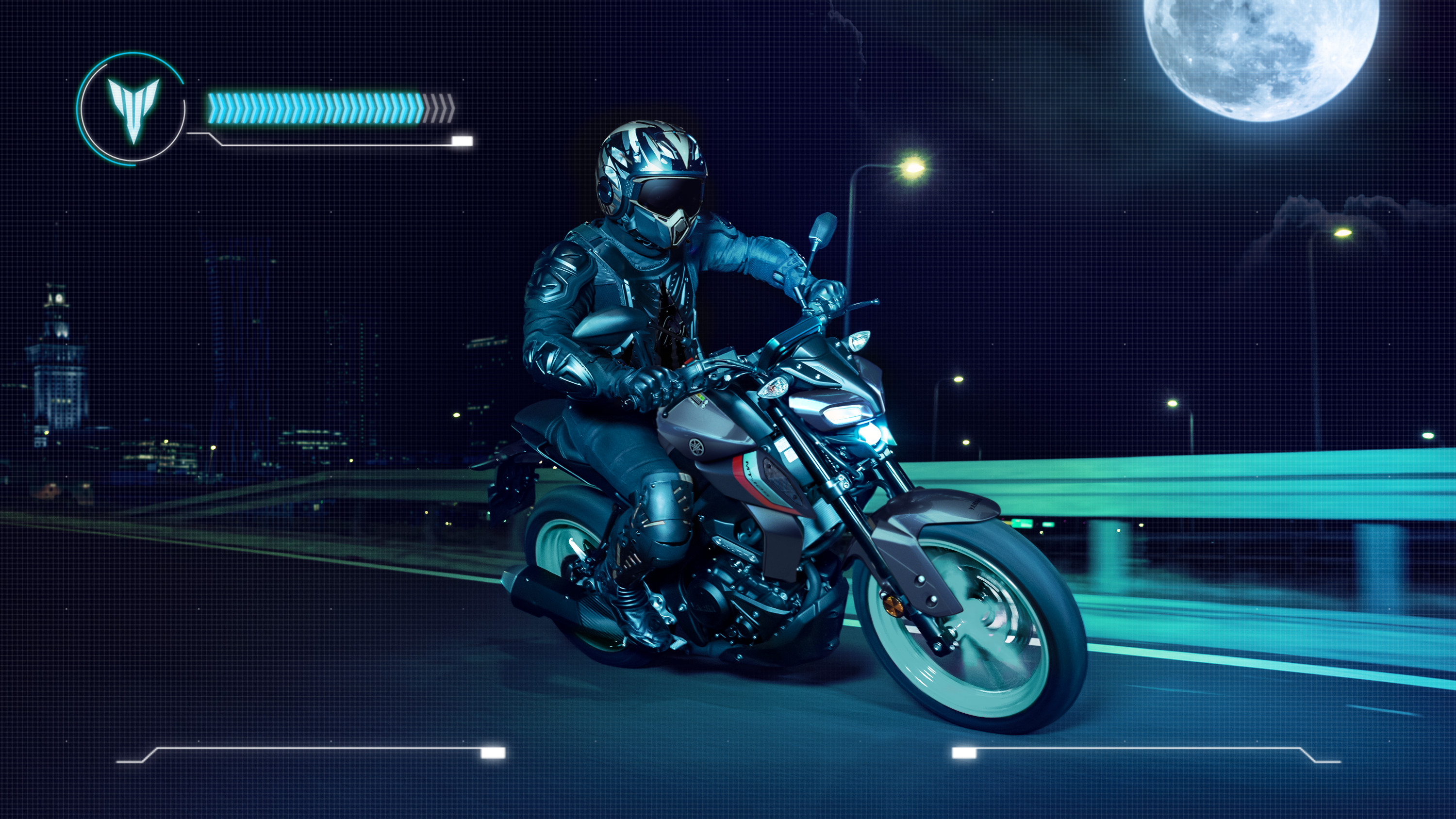 Yamaha MT-125 2023 Cyan Storm : trois quarts avant droit sur route