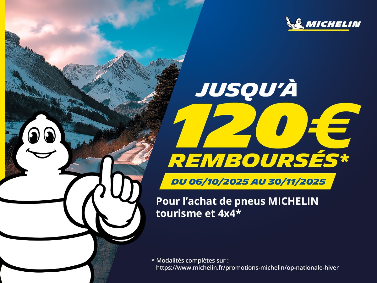 Promotion : jusqu'à 120 € remboursés pour l'achat de pneus Michelin