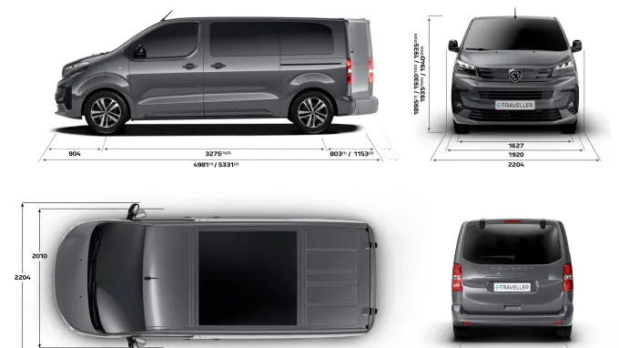 Peugeot traveller : Schéma dimensions