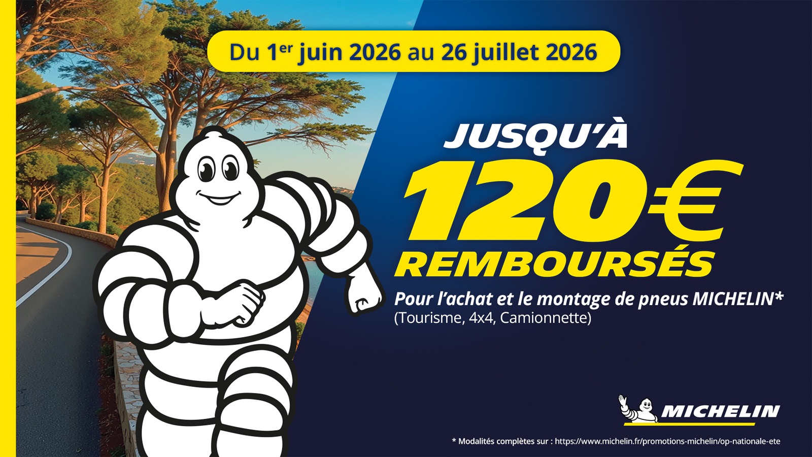 Pneus Michelin : jusqu’à 120€ remboursés*