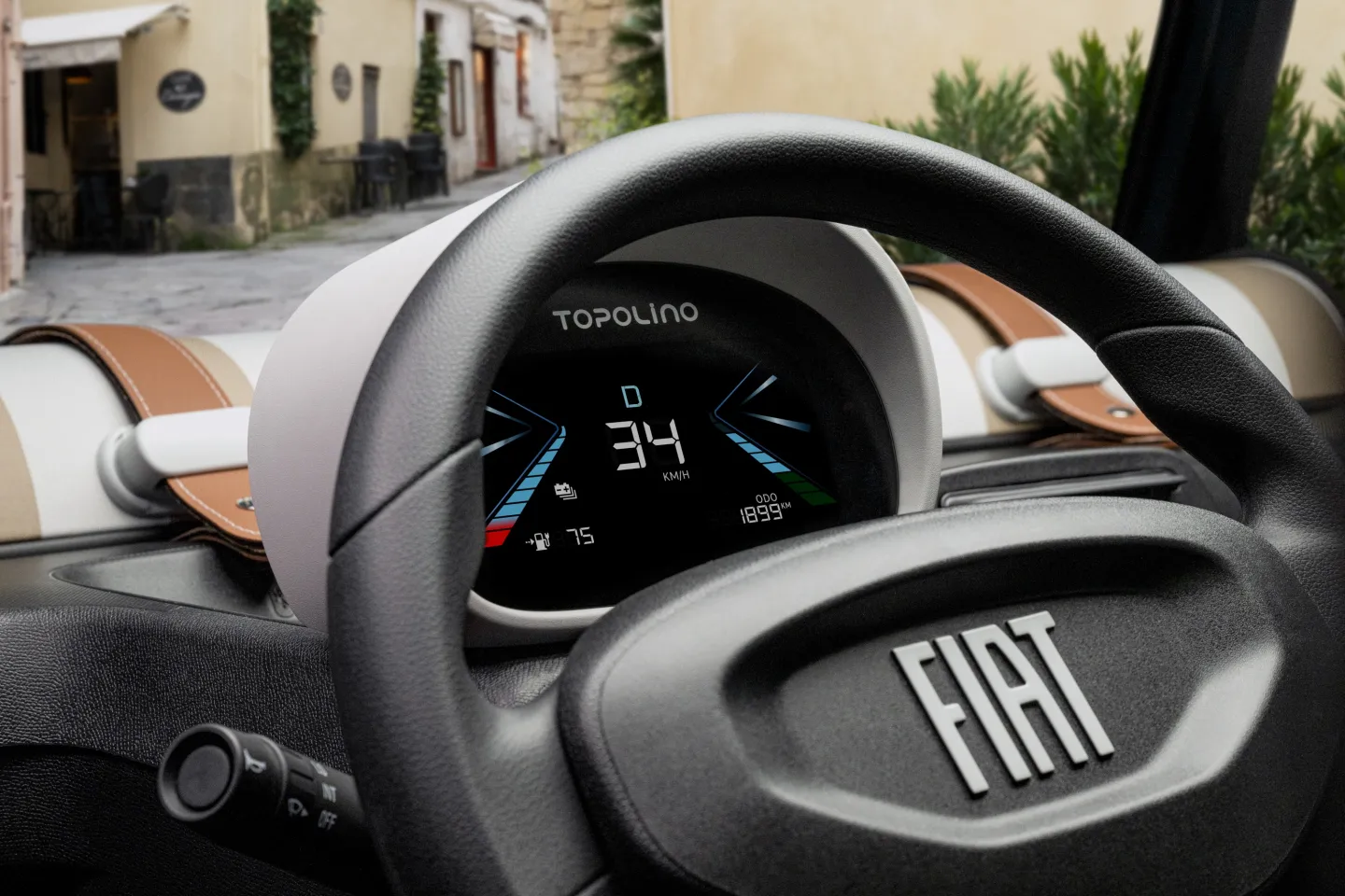 Fiat Topolino 2026 : détail écran compteurs